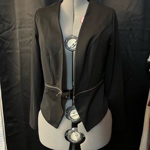 Black jacket with horizontal zipper